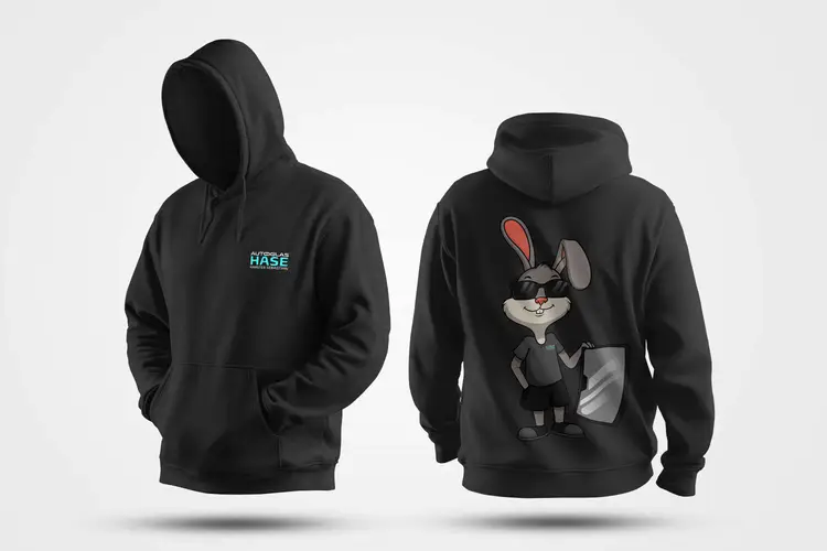 Autoglas Hase Textildruck Hoodies